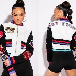Akira Azalea Wang Not Yours Fitted Sock Band Bomber Women S Varsity Streetwear